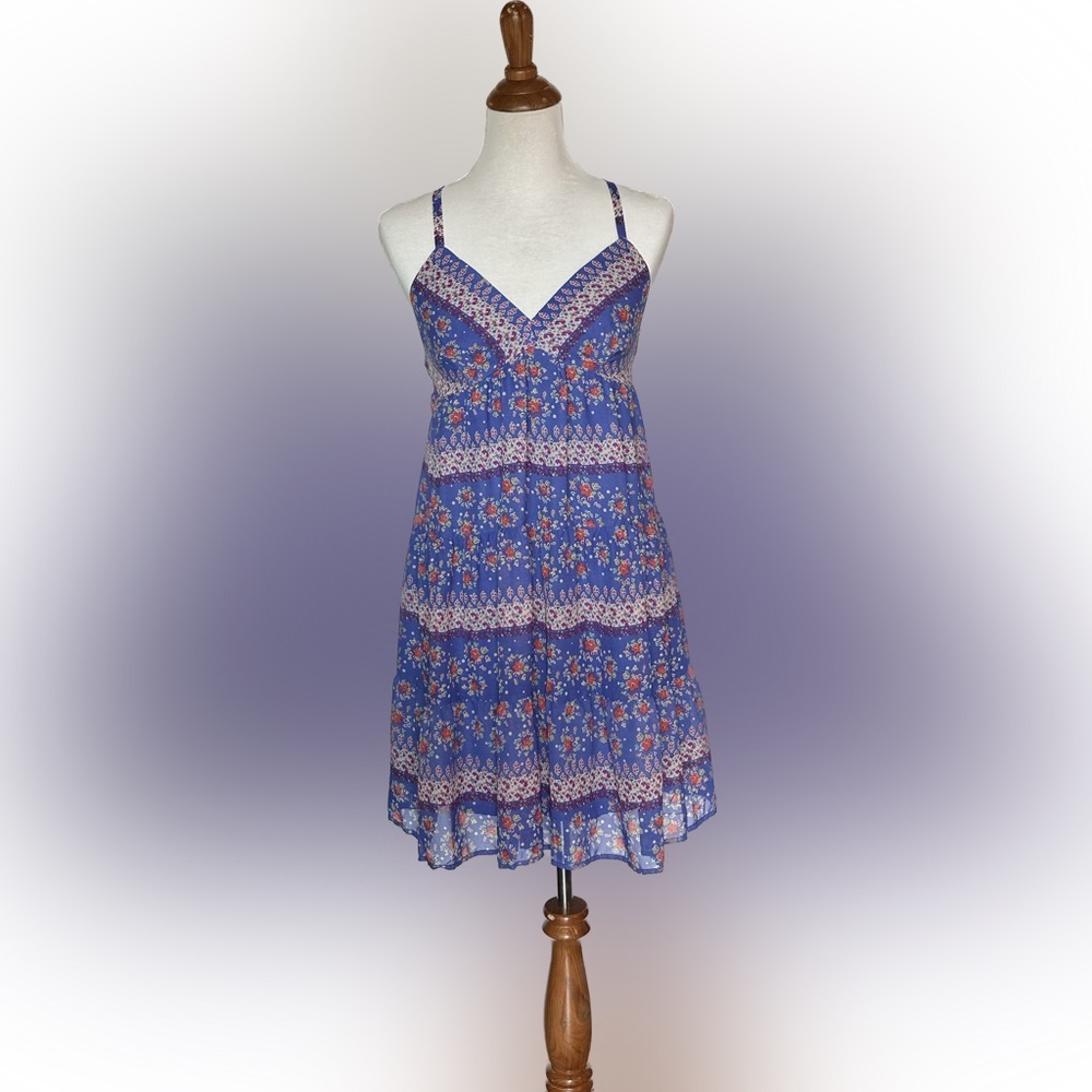 Women’s Blue Floral Strappy Sweetheart Dress Small - Mossimo Supply Co.